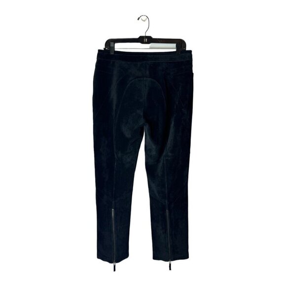 Siena Studio Pants Women 10 Black Suede Leather Zipper Accents Straight Leg - Picture 2 of 13